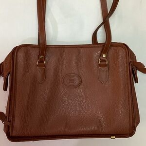 Vtg Bovano Original Chestnut Brown Faux Leather Briefcase Shoulder Bag